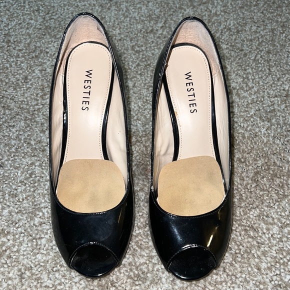 Westies Shoes - Patten Leather Peep Toe black heels